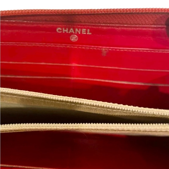 Chanel Wallet Timeless CC Logo Zip Around Zippy Wallet Red Caviar Leather - Picture 8 of 15